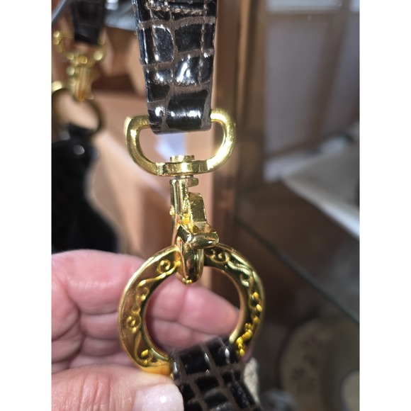 Andre Oliver Black Croc Print & Pony Hair Tiger Stripe Shooulder Bag Purse VGUC - Picture 5 of 8